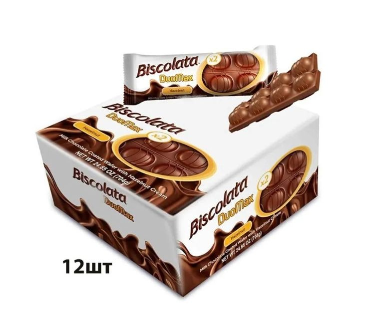 Вафли Biscolata DuoMax с фундук.кремом,44гр #1