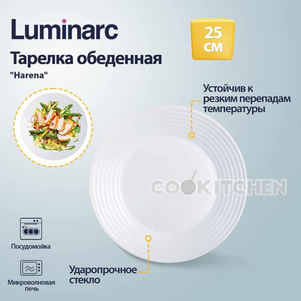 Тарелка стеклянная обеденная для подачи блюд LUMINARC Harena 25 см  #1