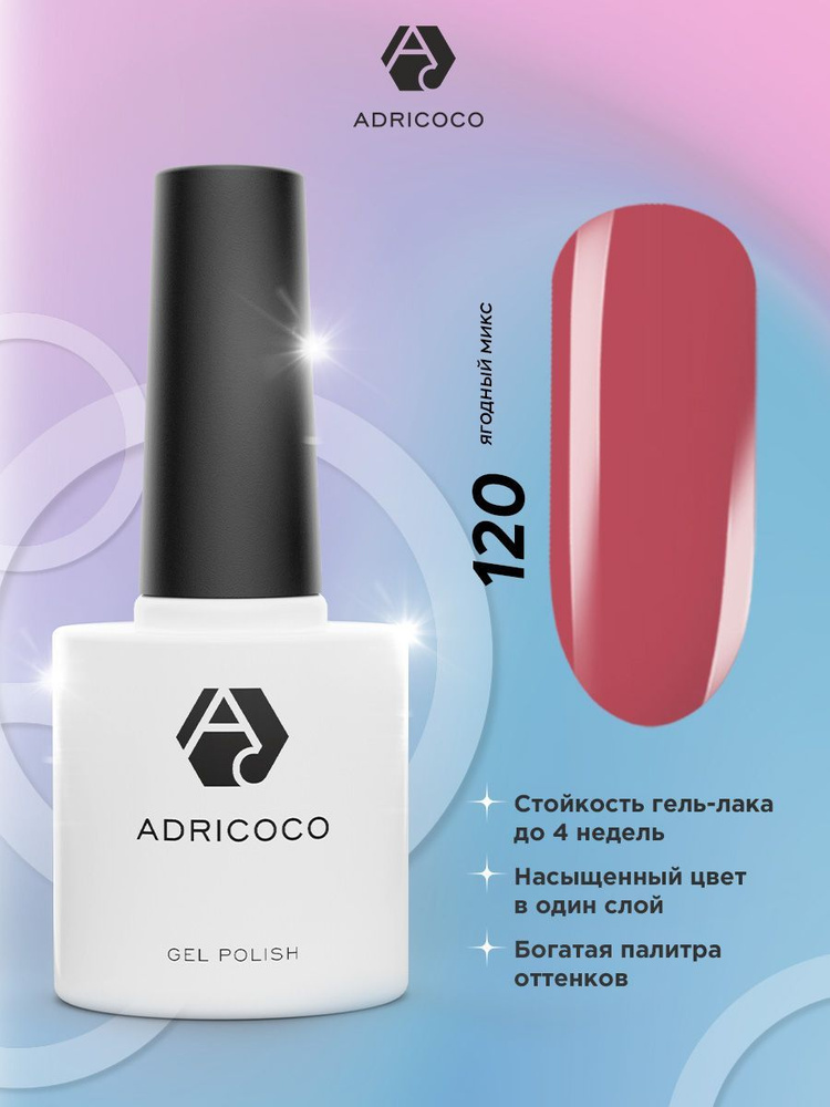 Гель лак для ногтей ADRICOCO бордовый №120, 8 мл #1