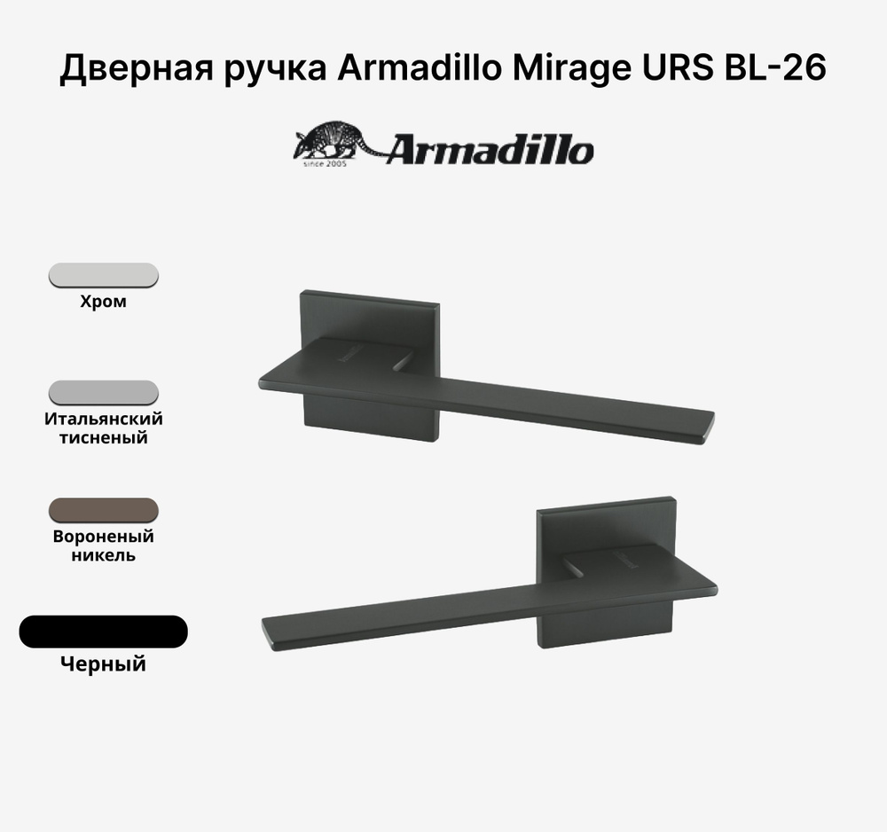 Ручка раздельная дверная нажимная Armadillo MIRAGE USS BL-26 Черный  #1