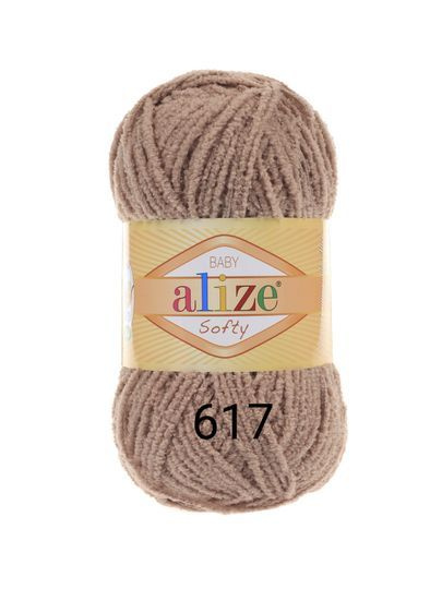 Пряжа ALIZE Softy 617(темный беж) 2шт. 115м/50г, состав: 100% микрополиэстер  #1