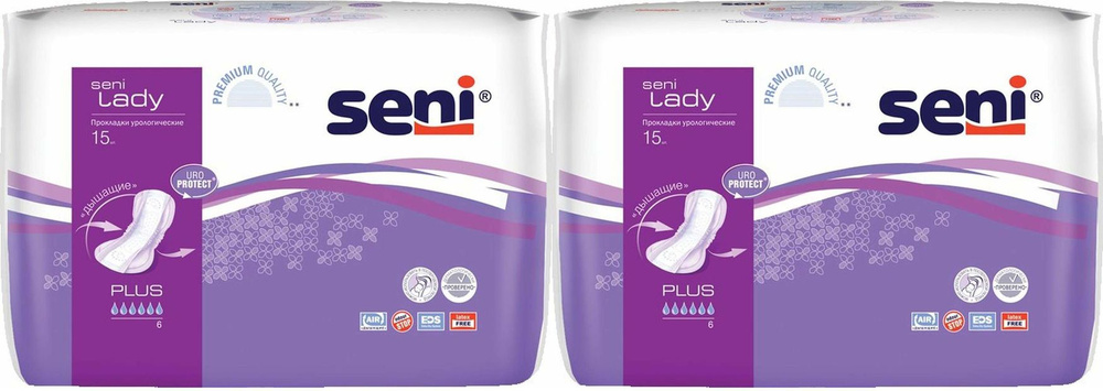 Урологические прокладки Seni Lady Plus, комплект: 2 упаковки по 15 шт  #1