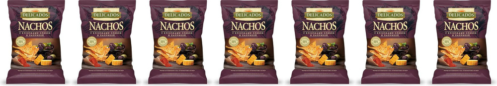 Начос кукурузные Delicados Nachos с кусочками оливок и паприкой, комплект: 7 упаковок по 150 г  #1