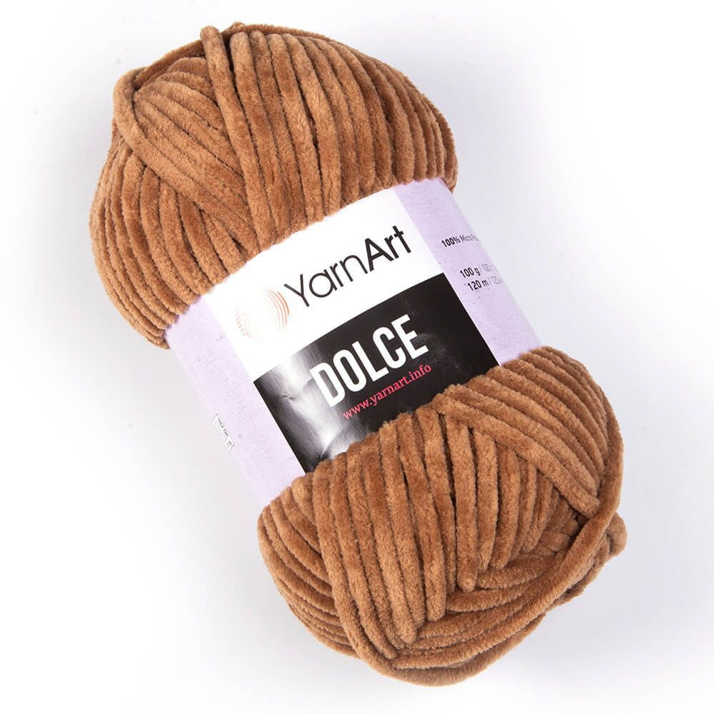 Плюшевая пряжа Yarnart Dolce 765 молочный шоколад, 100г. 120м. 1шт #1