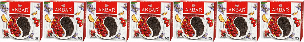 Чай черный Akbar Яблоко и шиповник в пакетиках 1,5 г х 100 шт, комплект: 7 упаковок по 150 г  #1