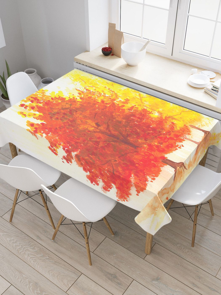 Прямоугольная водоотталкивающая скатерть на стол JoyArty с рисунком "Необычные ели" 120 на 145 см  #1