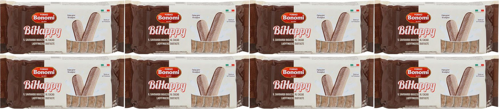 Печенье Forno Bonomi BiHappy Савоярди сдобное с какао, комплект: 8 упаковок по 200 г  #1