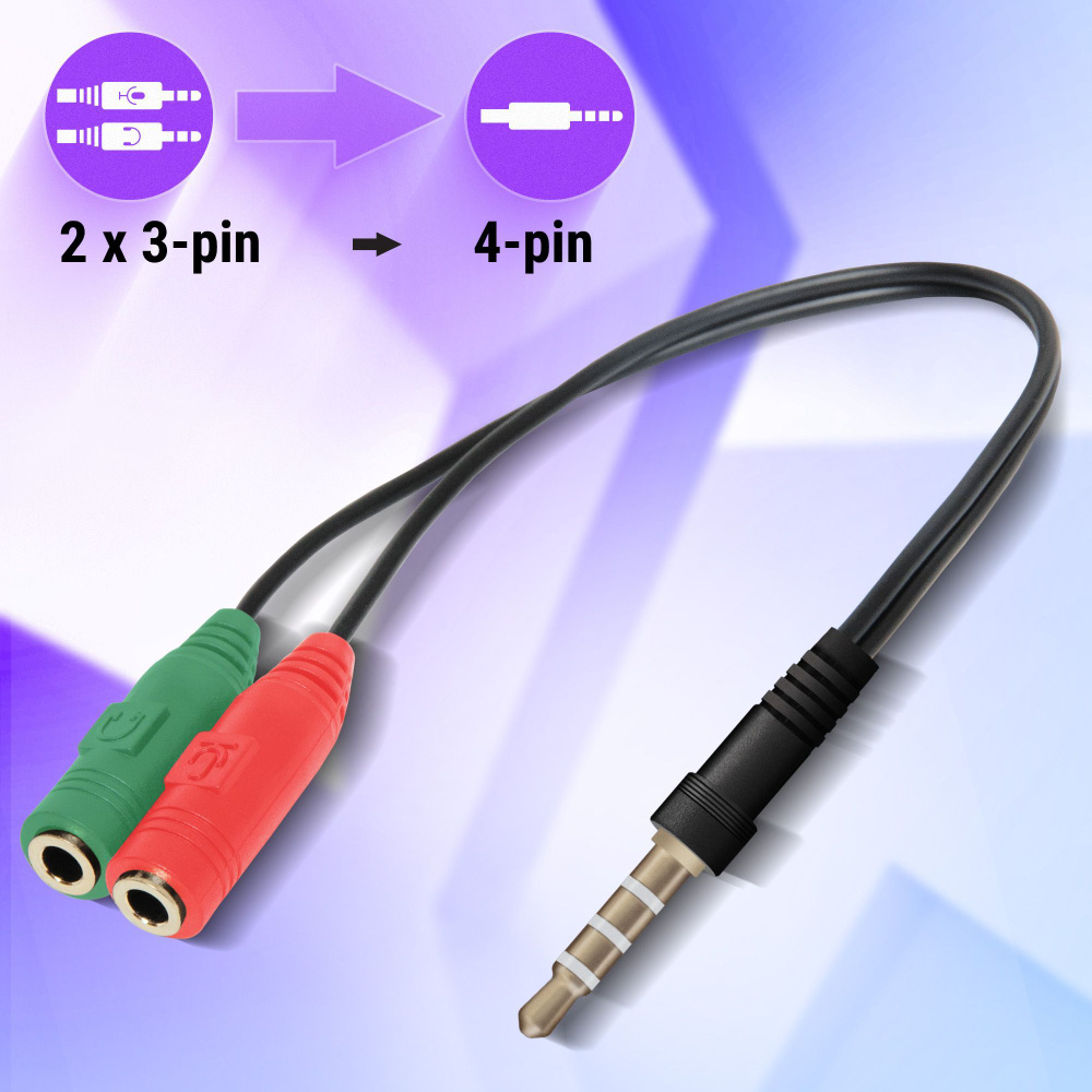 Разветвитель для наушников и микрофона jack 3,5mm / переходник для гарниртуры  #1