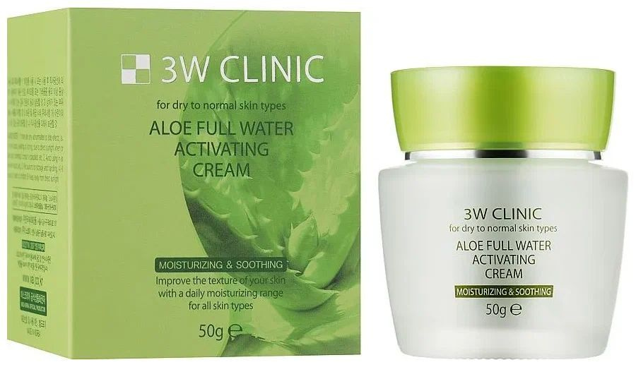 Увлажняющий крем с экстрактом алоэ вера 3W Clinic Aloe Full Water Activating Cream  #1