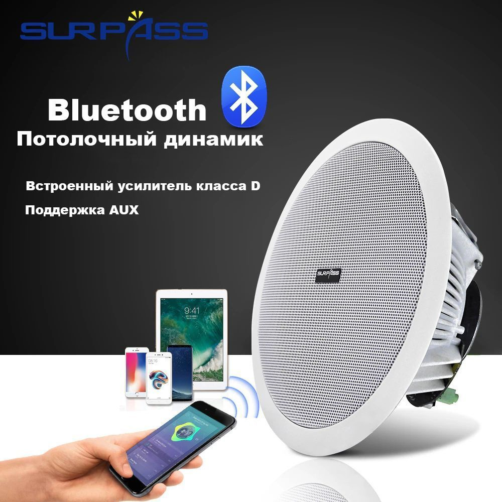 Встраиваемая потолочная Bluetooth акустика, для дома, для ванной  #1