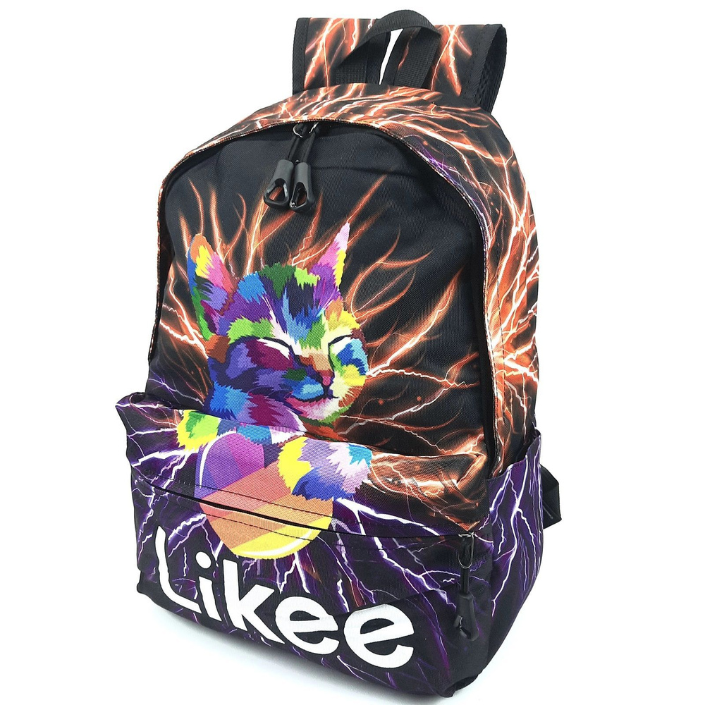 Рюкзак школьный "Котенок Likee" для девочки, черный #1