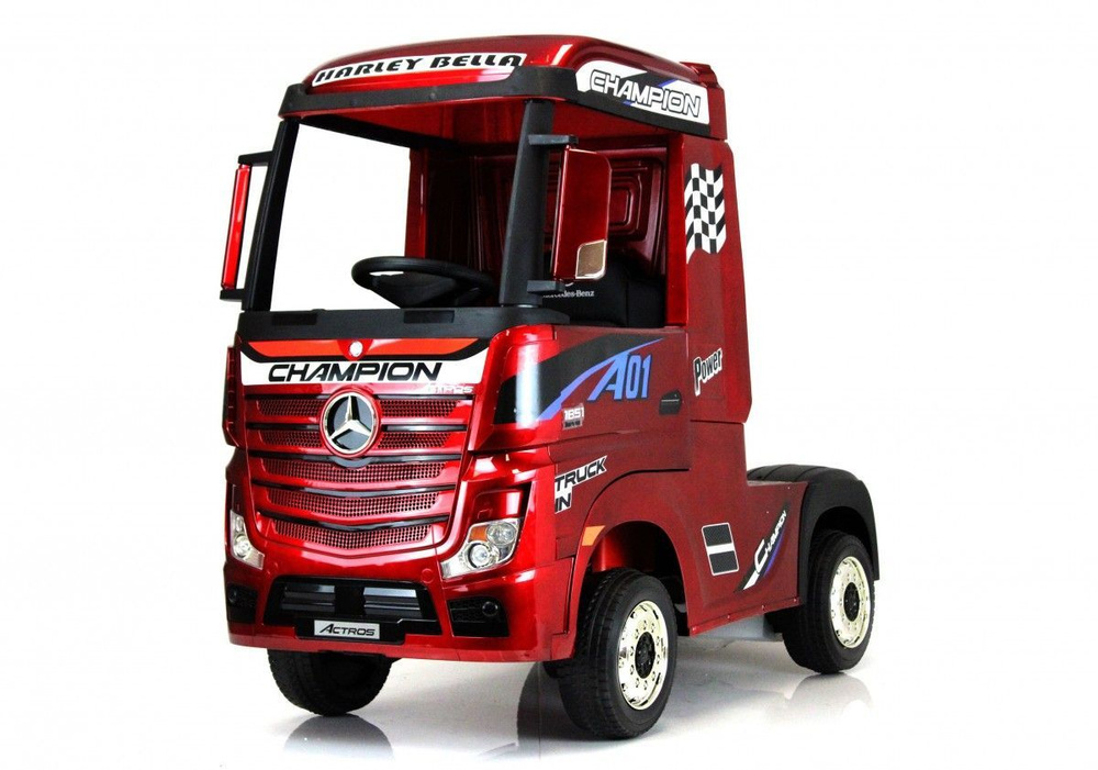 Детский электромобиль RiverToys Mercedes-Benz Actros 4WD (HL358) вишневый глянец (ЛИЦЕНЗИОННАЯ МОДЕЛЬ), #1