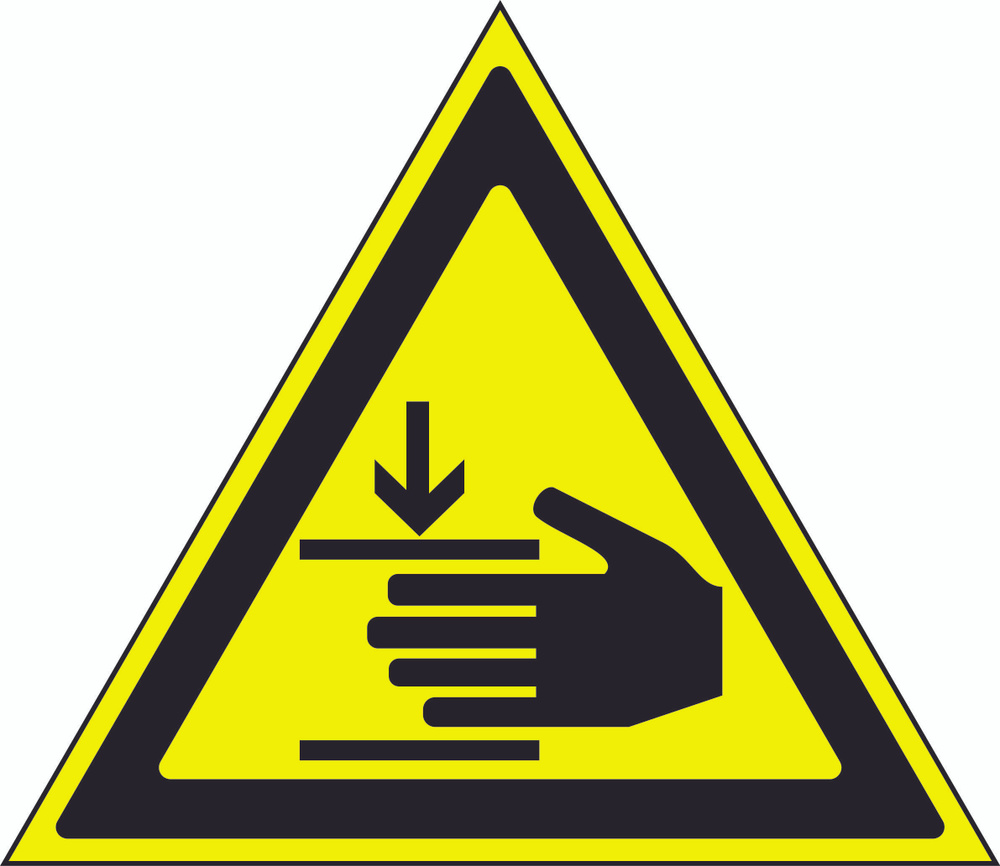 Знак W 27 "ГОСТ Р 12.4.026-2001 "Осторожно.Возможно травмирование рук", 200х170мм, самокл., Арт рэйсинг #1