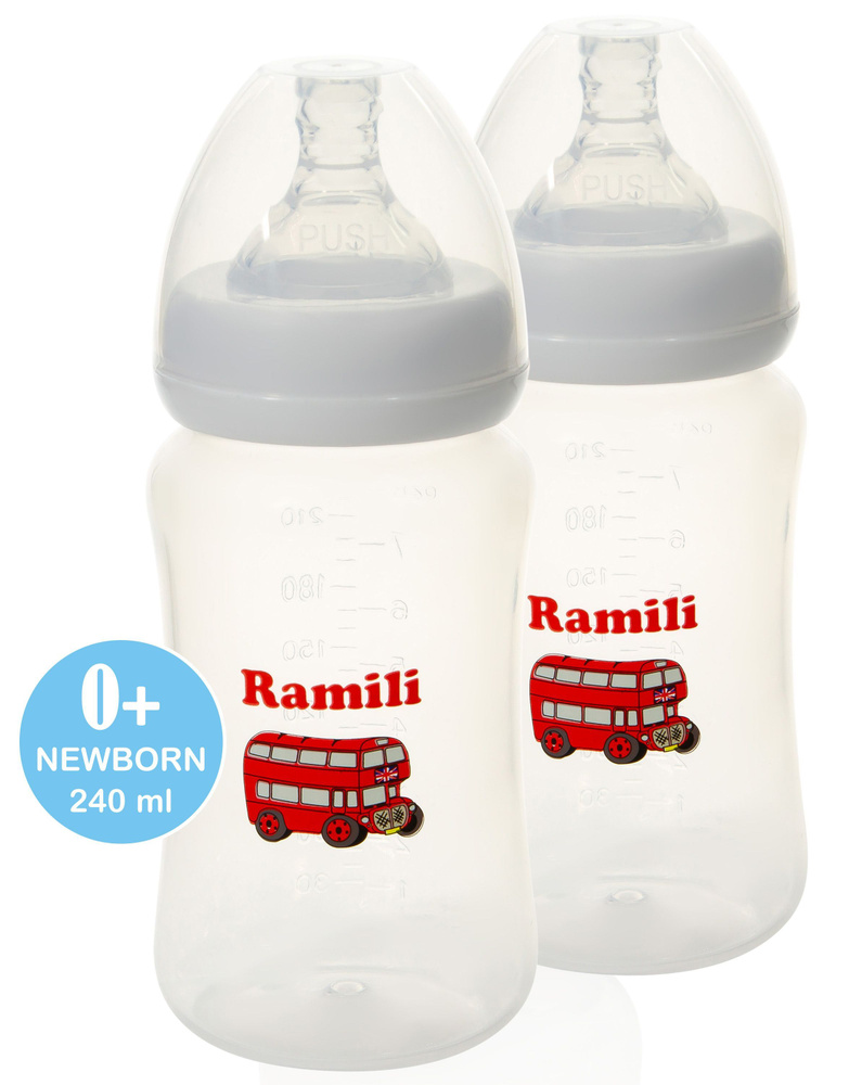 Набор из двух противоколиковых бутылочек Ramili Baby 240MLX2 (240 мл. x2 , 0+, слабый поток)  #1