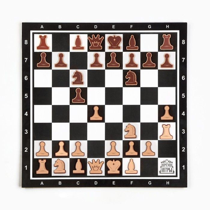 Демонстрационные шахматы "Время игры" на магнитной доске, 32 шт, поле 40 х 40 см, черные  #1
