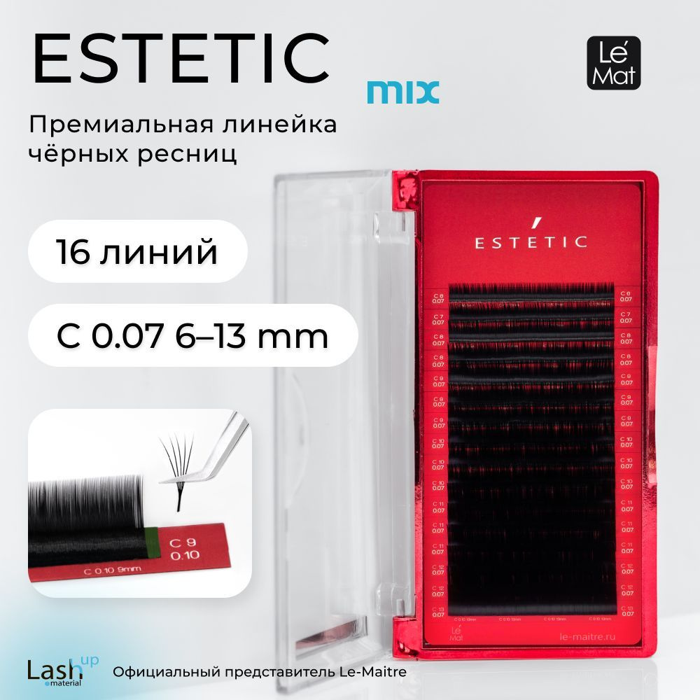 Le Maitre ресницы для наращивания микс черные "Estetic" 16 линий C 0.07 MIX 6-13 mm  #1