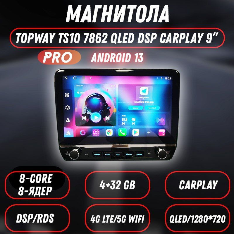 Магнитола TOPWAY TS10 4/32 c крутилками, экран 9 дюймов, 8-ми ядерный процессор, QLED экран, Android #1