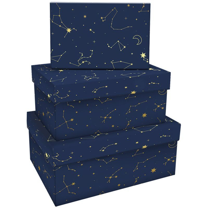 Набор прямоугольных коробок 3в1, MESHU "Golden constellation", (19*12*7,5-15*10*5см)  #1