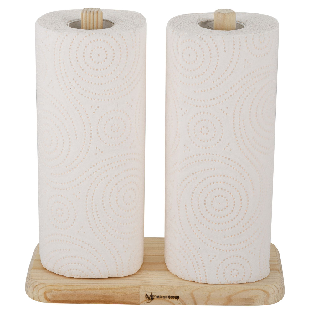 Подставка двойная для бумажных полотенец, светлое дерево / Деревянная стойка для двух рулонов, светлая #1