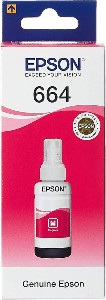 Емкость с чернилами EPSON T6643, пурпурная краска (magenta), оригинальная, для струйного принтера (C13T66434A) #1