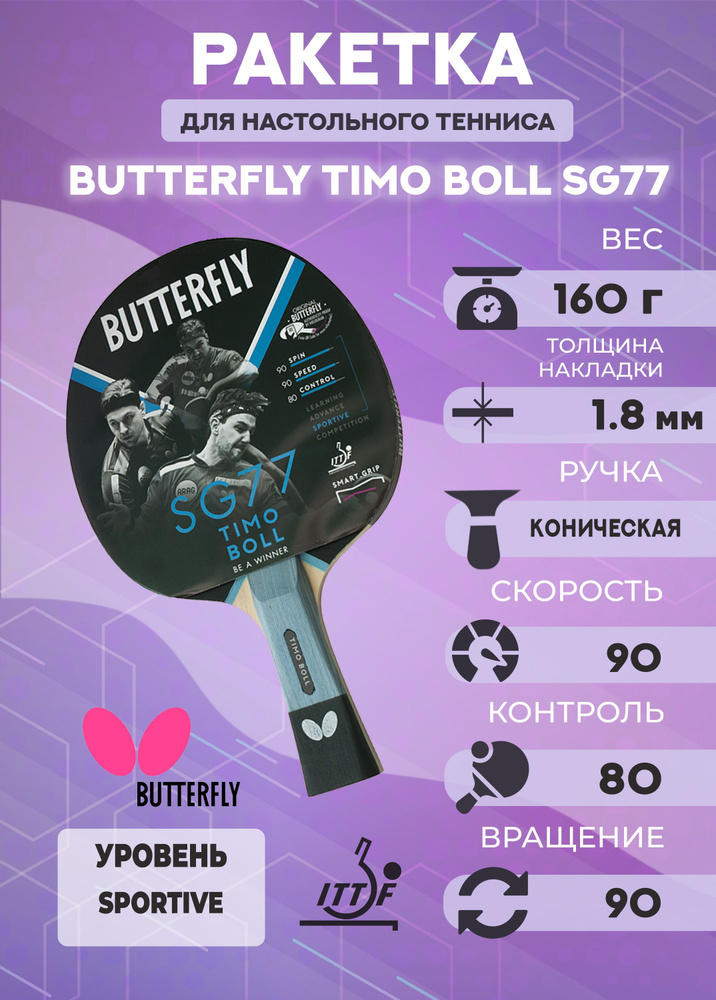 Ракетка для настольного тенниса Butterfly Timo Boll SG77 #1