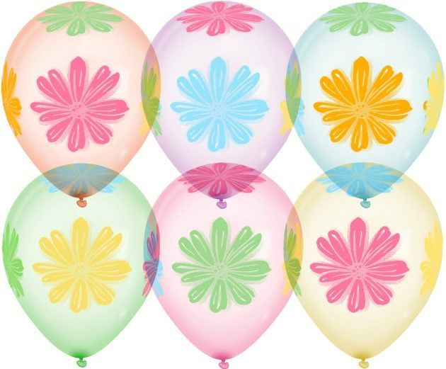 Воздушные шарики /Яркие цветы, Хрустальное ассорти, кристалл/ размер 12"/30 см, 5шт  #1