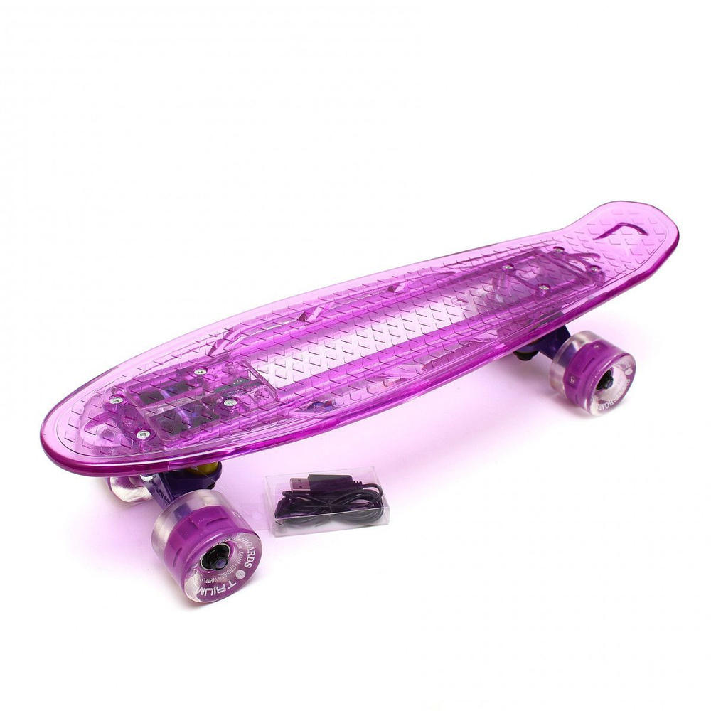 Triumf Active Скейтборд пенниборд TLS-403 Purple со светящейся декой и светящимися колесами, для детей #1