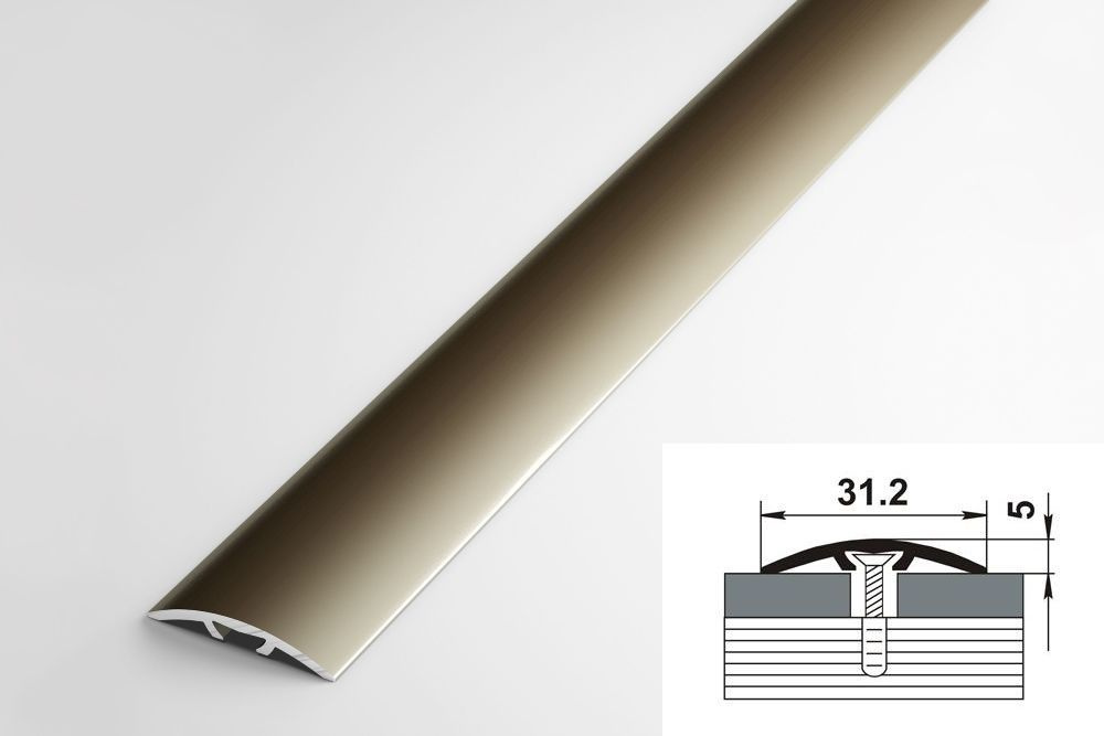 Порог со скрытым креплением напольный стыкоперекрывающий одноуровневый 31 мм, длина 0,9 м, профиль-порожек #1