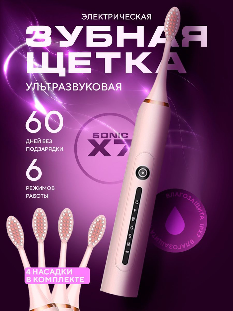 LEXLAND Электрическая зубная щетка Электрическая зубная щетка для взрослых и детей, розовый  #1