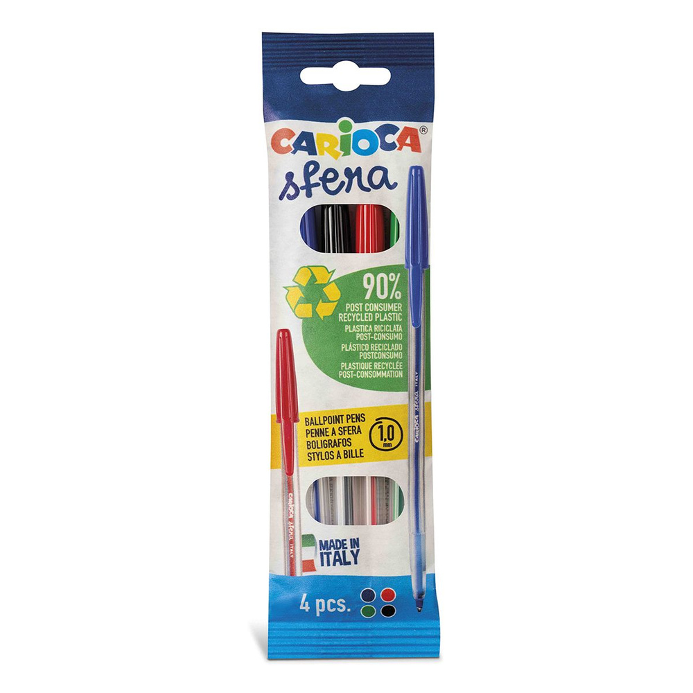 Carioca Набор ручек Шариковая, толщина линии: 1 мм, цвет: Зеленый, Красный, 4 шт.  #1