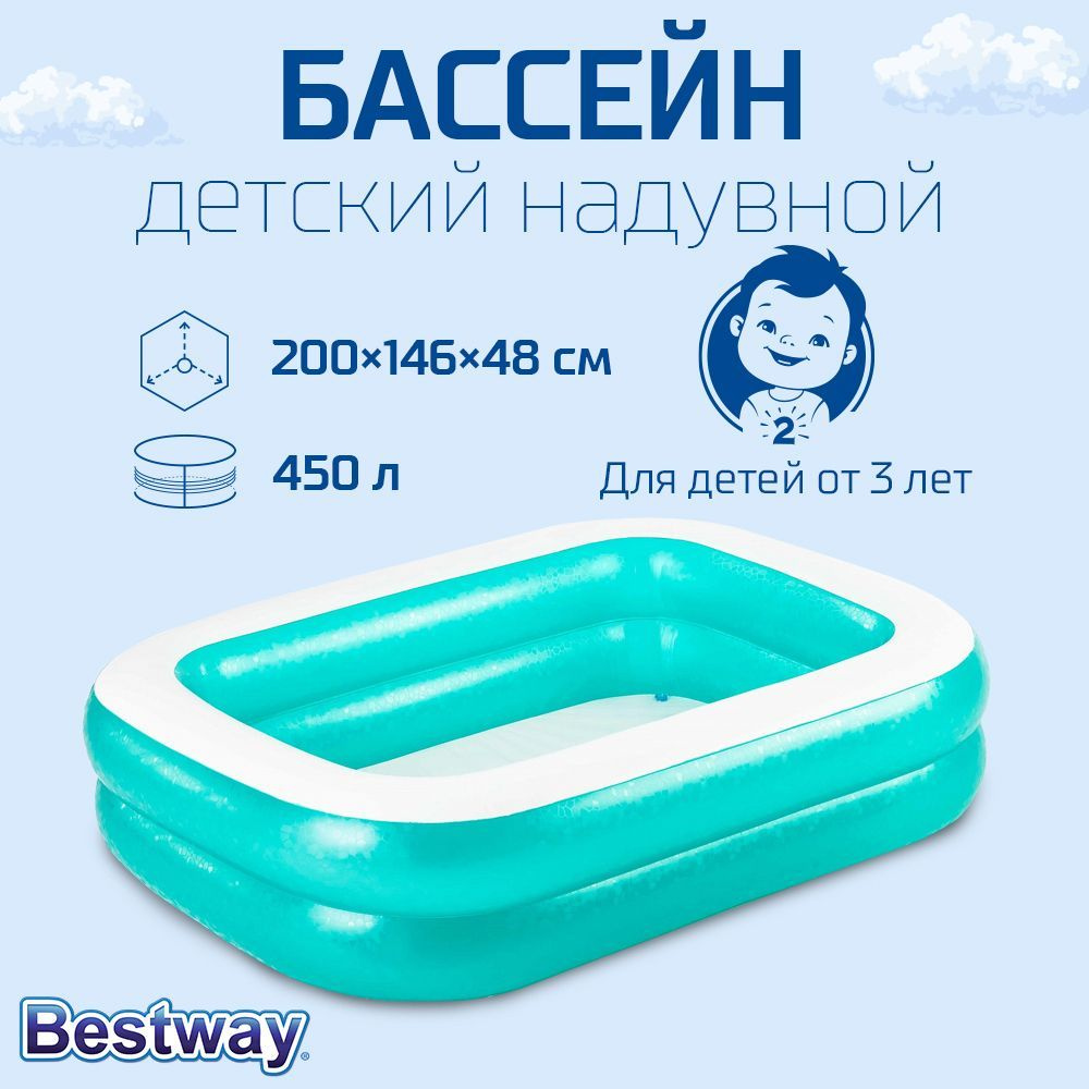 Бассейн надувной BESTWAY, ПВХ, 200х146х48см, 3+, 54005 #1