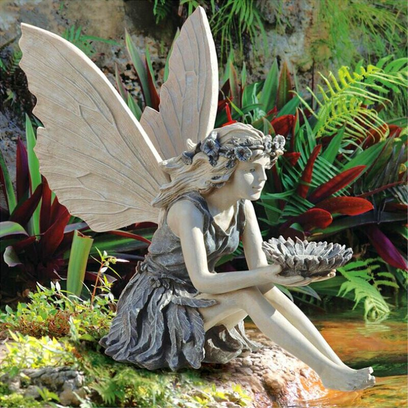 Кормушка для птиц "Ангел фея подсолнуха" статуэтка украшение сада смола орнамент  #1