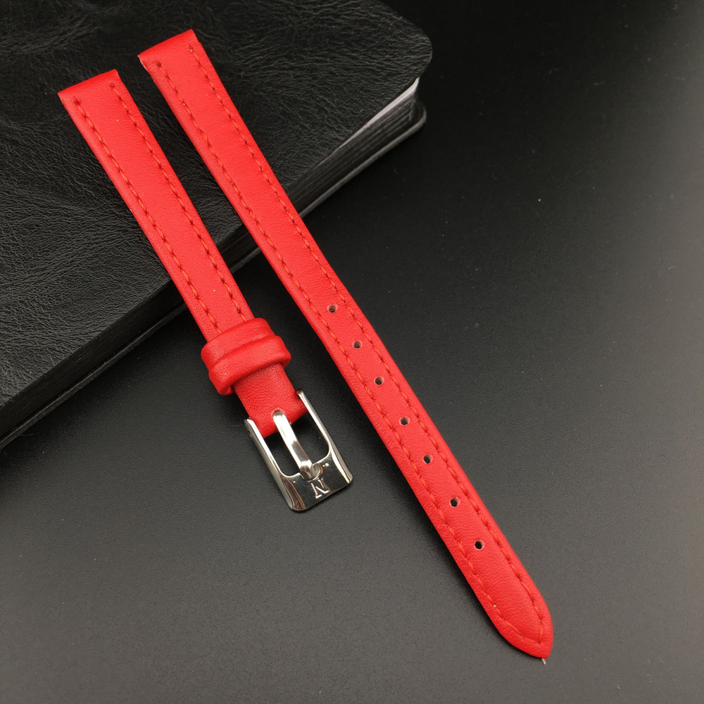 Ремешок для часов кожаный 10 мм, цвет красный, матовый, Nagata Leather, 1 шт  #1