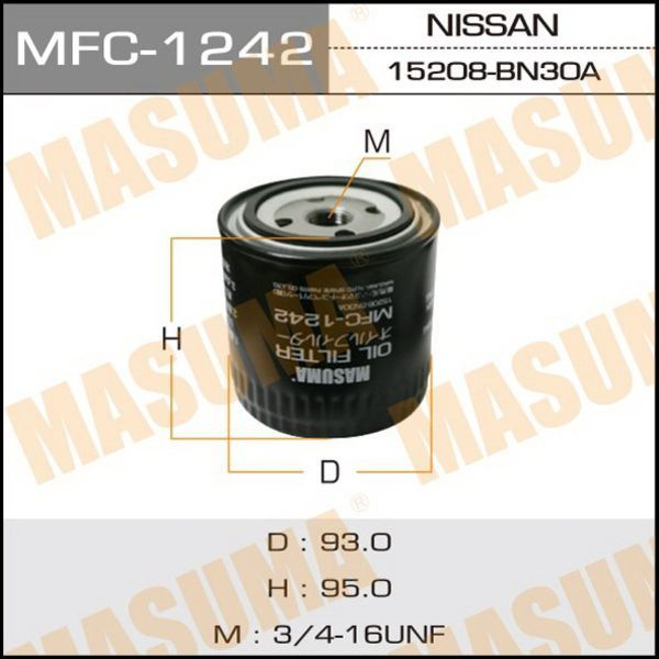 MASUMA MFC1242 фильтр масл.Nissan (Ниссан) murano z51, Pathfinder (Пантфайдер) r51  #1