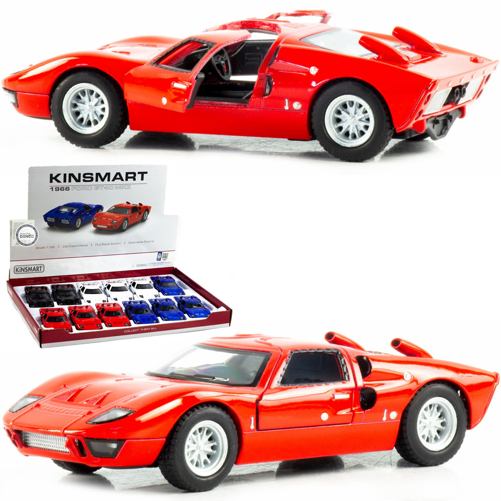 Металлическая машинка Kinsmart 1:32 1966 Ford GT40 MKII KT5427D, инерционная / Красный  #1