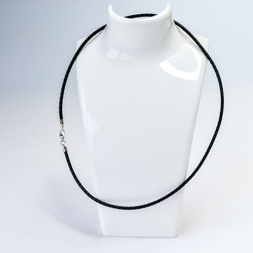 Основа для ожерелья/кулона/чокера с замочком (1 шт.), плетеная кожа, размер 533х3 мм, цвет черный  #1