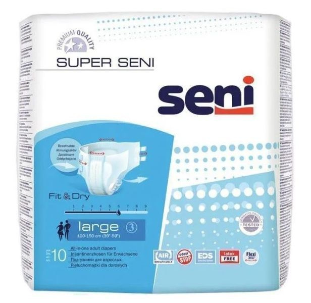 Подгузники для взрослых Super Seni Classic Large (100-150см), 10шт #1