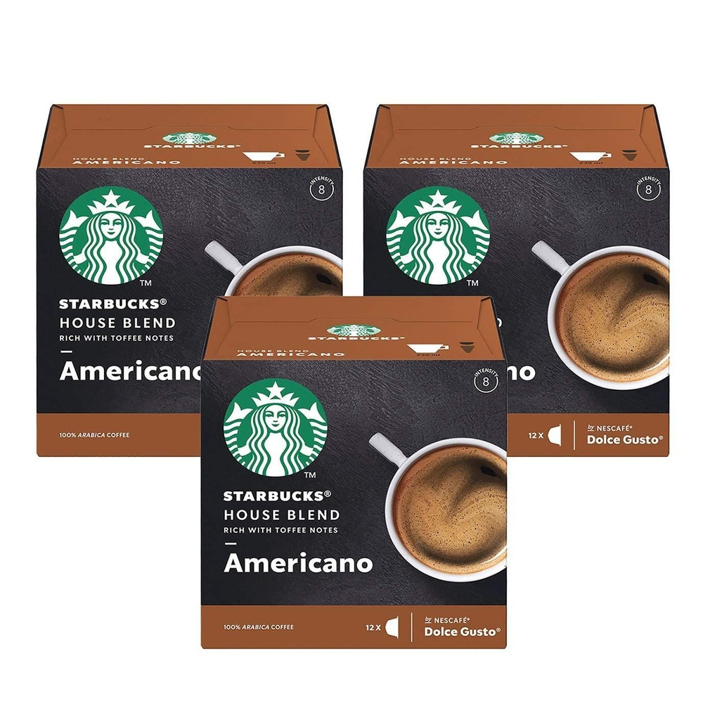 Кофе в капсулах Starbucks Dolce Gusto House Blend, 3 упаковки x 12 шт #1