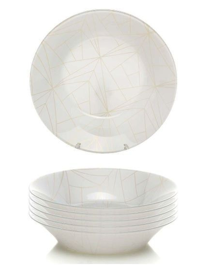 Pasabahce Набор тарелок "глубоких Linea", 6 шт, Закаленное стекло, диаметр 22 см  #1
