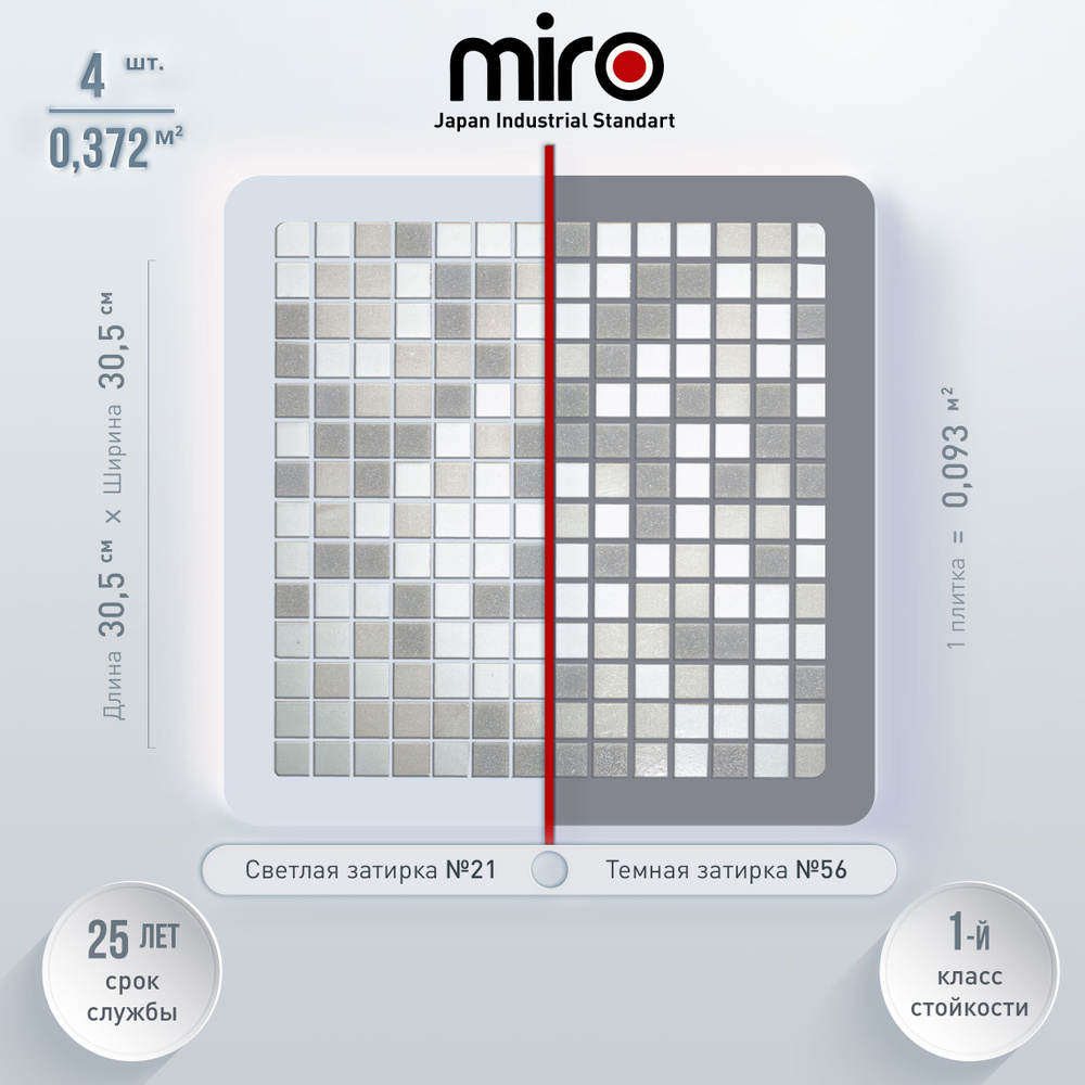 Плитка мозаика MIRO (серия Einsteinium №101), универсальная стеклянная плитка мозаика для ванной комнаты, #1