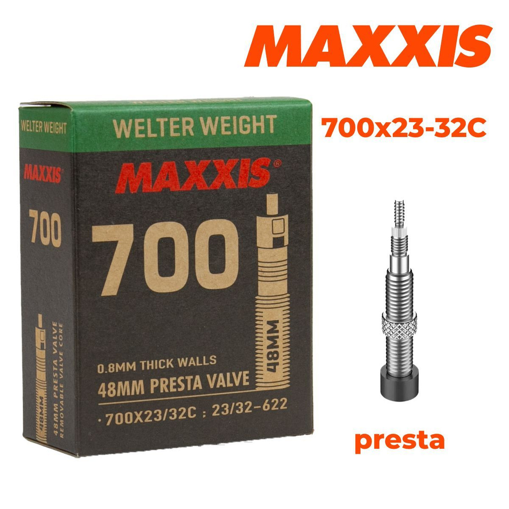 Велокамера Maxxis Welter Weight 700X23-32C 0.8 мм вело ниппель Presta 48 мм #1