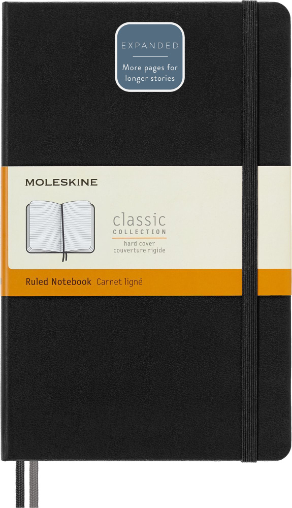 Блокнот в линейку Moleskine CLASSIC EXPENDED 400стр 13х21см QP060EXP твердая обложка, черный  #1