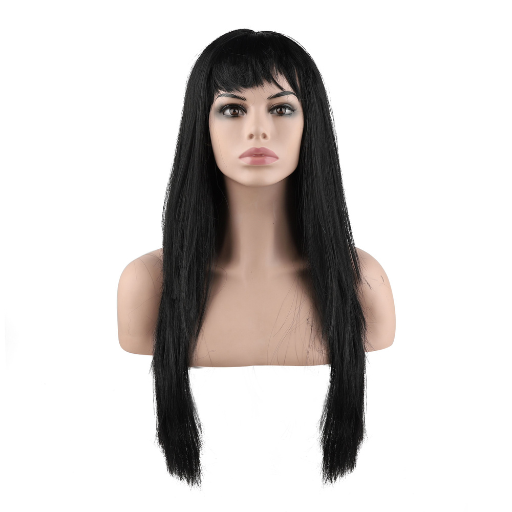 Карнавальный парик, длинные прямые волосы, цвет черный, 120 г  #1