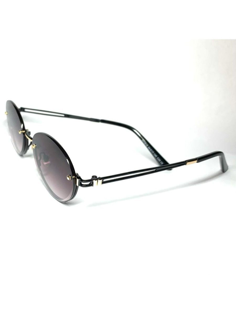Солнцезащитные очки овальные, унисекс, темно-коричневые линзы  #1