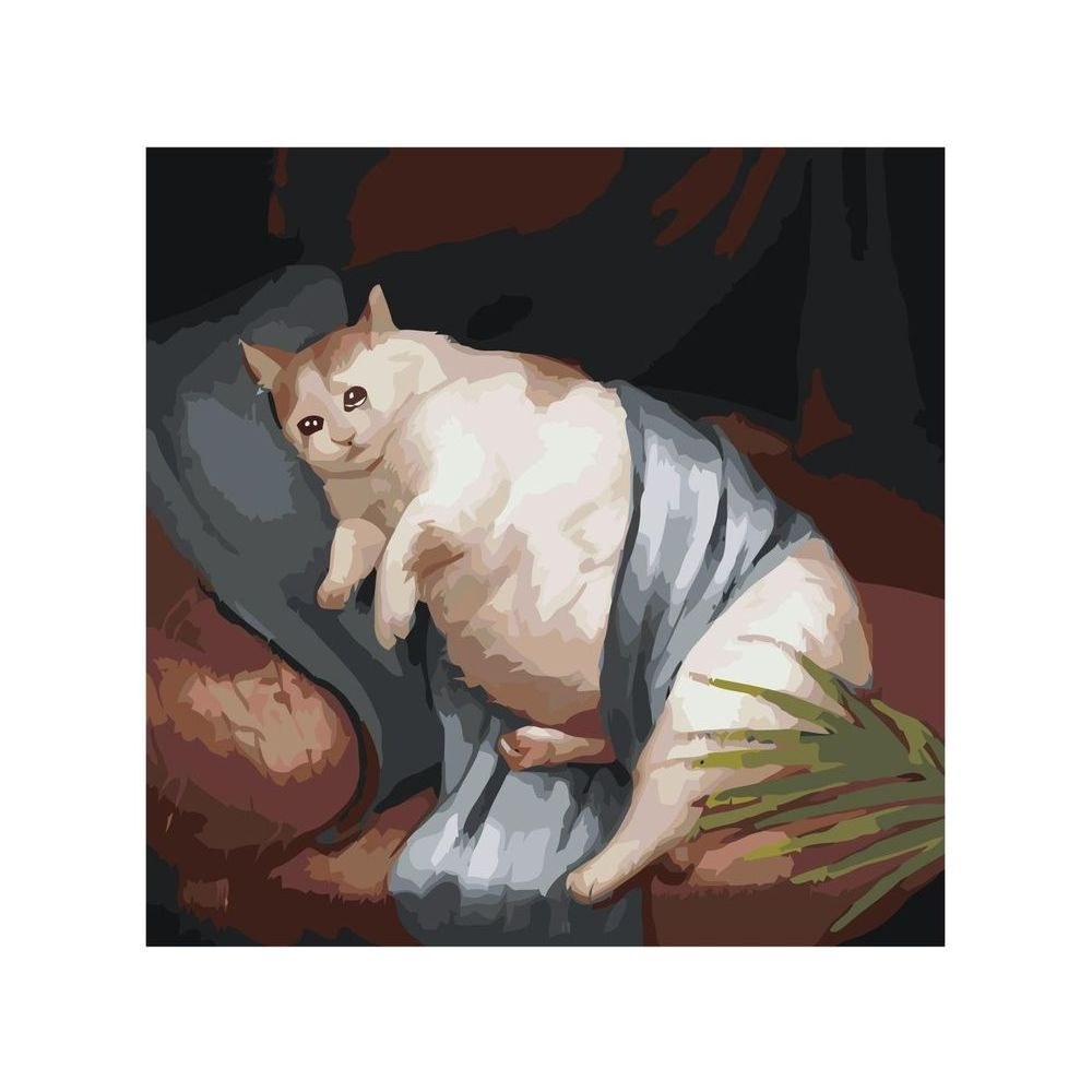 Картина по номерам на холсте с подрамником ЖПН "Кошки: мем толстый грустный кот", Раскраска 40x40 см #1