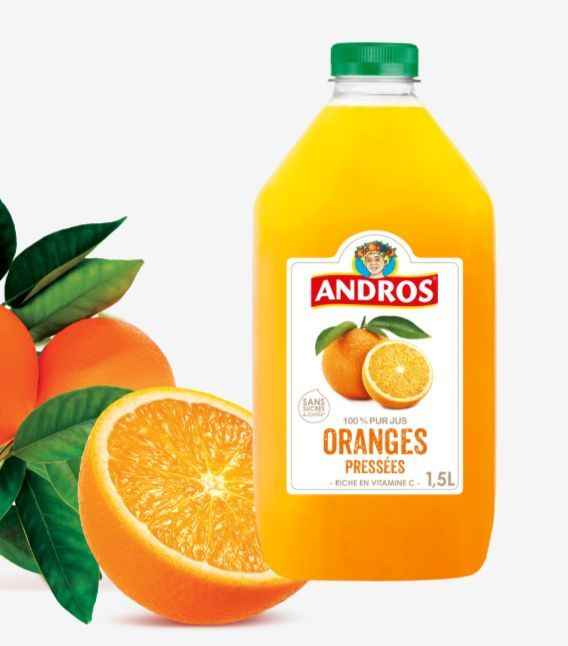 Сок апельсиновый с мякотью Andros, 1,5л, Франция #1