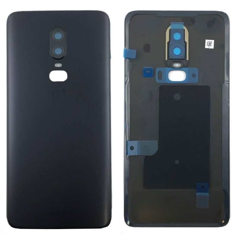 Задняя крышка для смартфона OnePlus 6 черная матовая (Midnight Black) со стеклом камеры  #1