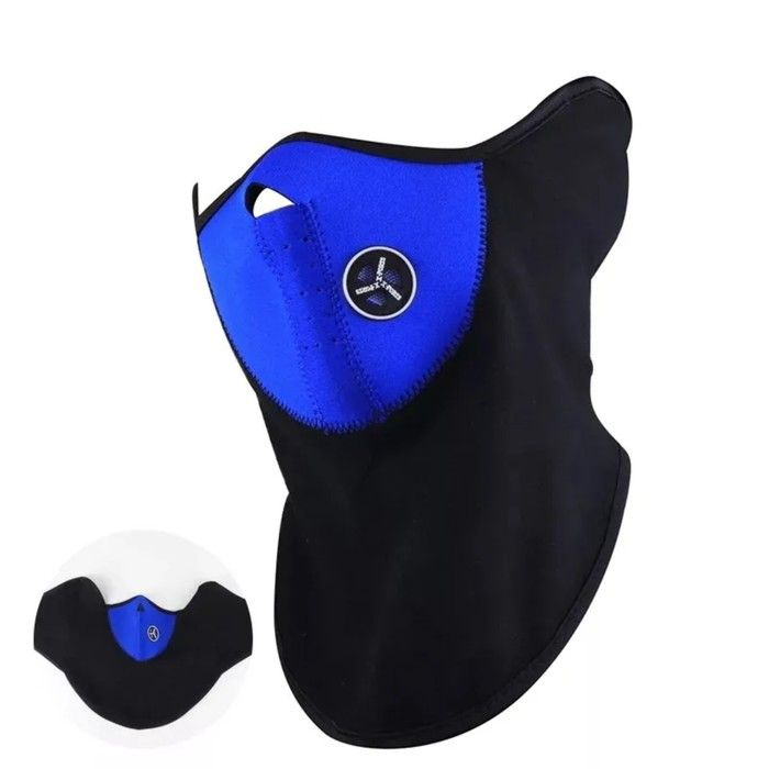 Ветрозащитная маска под шлем с клапаном, размер универсальный, синий  #1