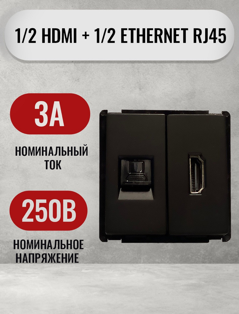 Механизм розетки HDMI и розетка для интернета RJ45, черная #1