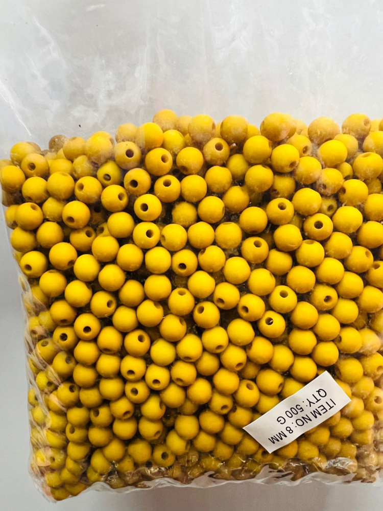 Бусины матовые 8 мм в уп.500 гр, желтые . #1